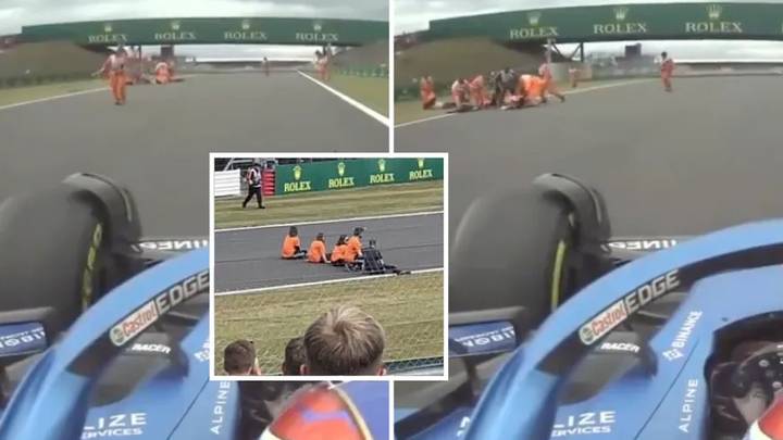 F1 Cars Forced To Swerve Around Protestors Who Ran Onto Track At British GP
