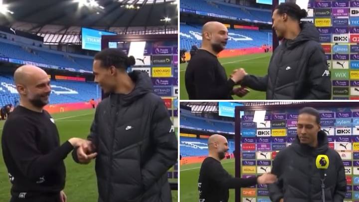 Pep Guardiola Couldn't Keep His Hands Of Virgil Van Dijk After Manchester City's 2-2 Draw With Liverpool
