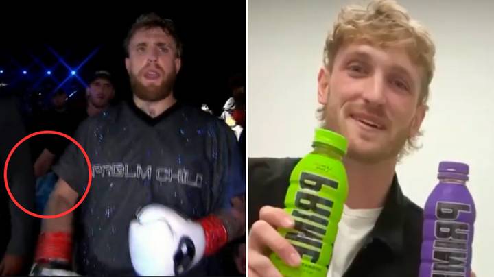 Logan Paul randomly showed up holding a case of Prime during Jake's ring walk, the relentless marketing continues