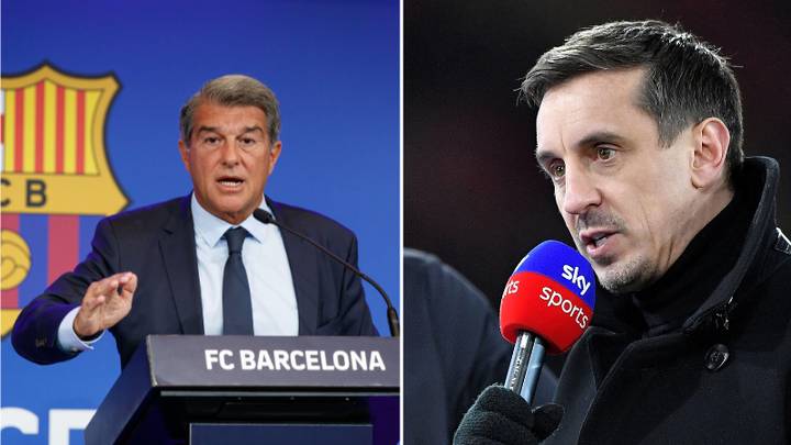 Barcelona President Joan Laporta Responds To Gary Neville’s Criticism Over Frenkie De Jong