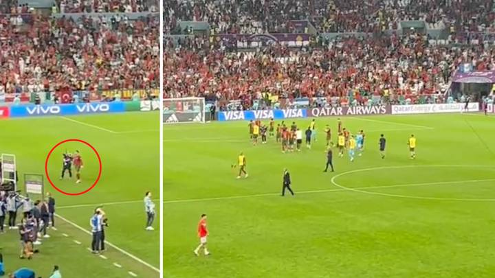 Watch Cristiano Ronaldo walk 'straight off' pitch at full-time as Portugal players celebrate with fans