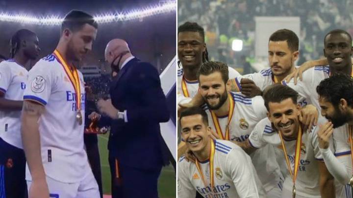 Eden Hazard Not Smiling During Real Madrid's Super Cup Celebration Is Very Telling