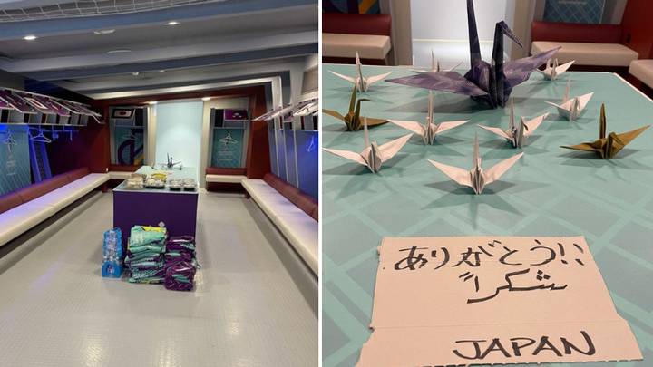 Japan left their dressing room spotless and wrote a message in Arabic after World Cup win over Germany