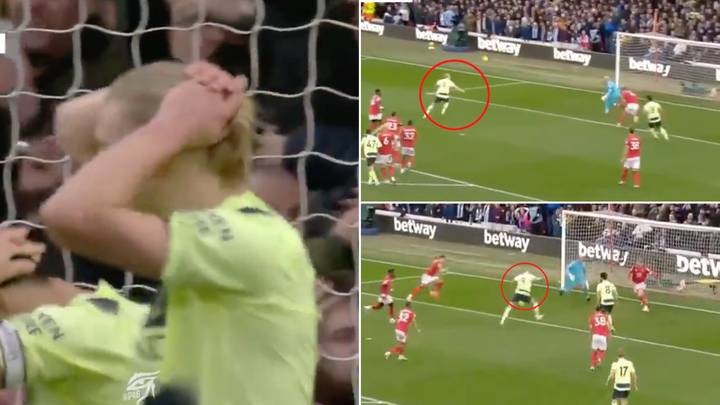 Erling Haaland missed TWO huge chances for Man City against Nottingham Forest, not even he could believe it