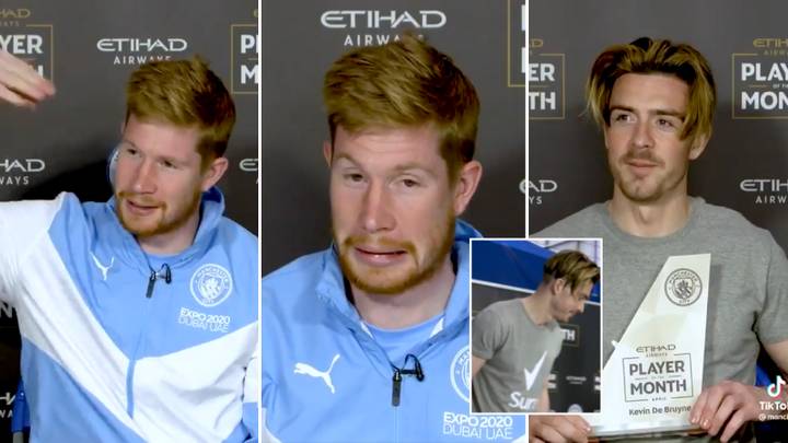 Hilarious Footage Of Kevin De Bruyne Taking The Mick Out Of Jack Grealish During Trophy Presentation Emerges