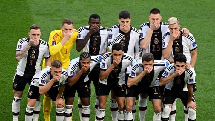 Germany team cover mouths in team photo after not being allowed to wear OneLove armband