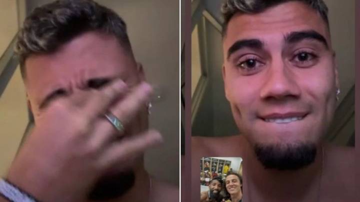 Andreas Pereira brought to tears by emotional video call with former Flamengo teammate David Luiz