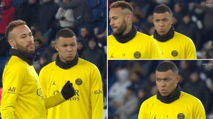 Mbappe xuýt xoa trước kỹ năng đá phạt của Neymar 2 Kylian Mbappe produced hilarious reaction to Neymar's free-kick during PSG warmup
