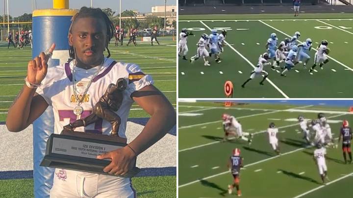Footage of viral 12-year-old American football player Jeremiah Johnson in action is insane