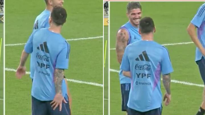 Lionel Messi jokes with Argentina teammates by faking an injury