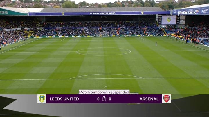 Leeds United vs Arsenal suspended 69 seconds after kick-off