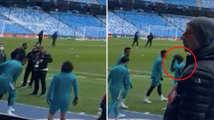 Real Madrid Captain Marcelo Accidentally Stepped On Manchester City Crest And Was Absolutely Devastated