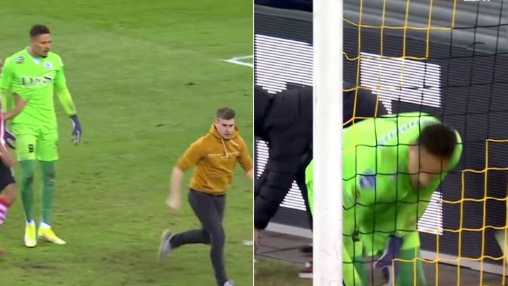 Sparta Rotterdam Goalkeeper Chases Off Pitch Invader And Is Then Hit By A Bottle