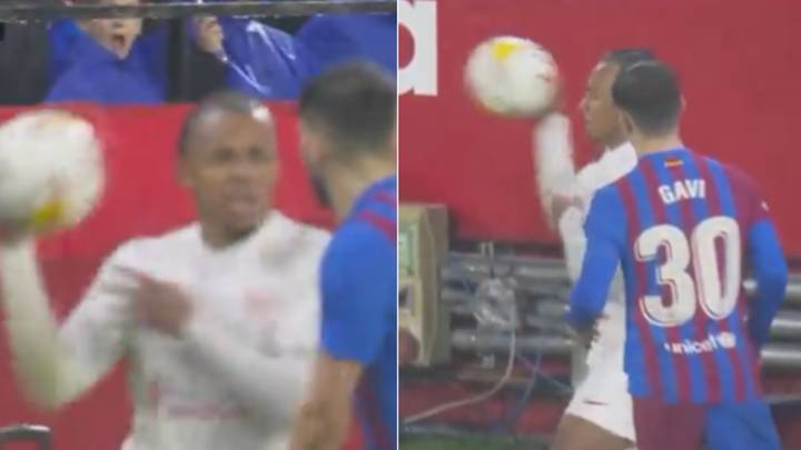 Premier League Target Jules Kounde Sent Off For Throwing The Ball At Jordi Alba's Face
