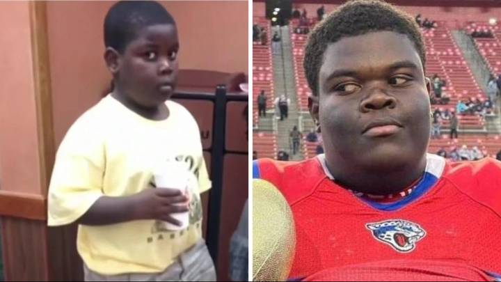 Viral meme kid looks unrecognisable as huge college football player a decade later