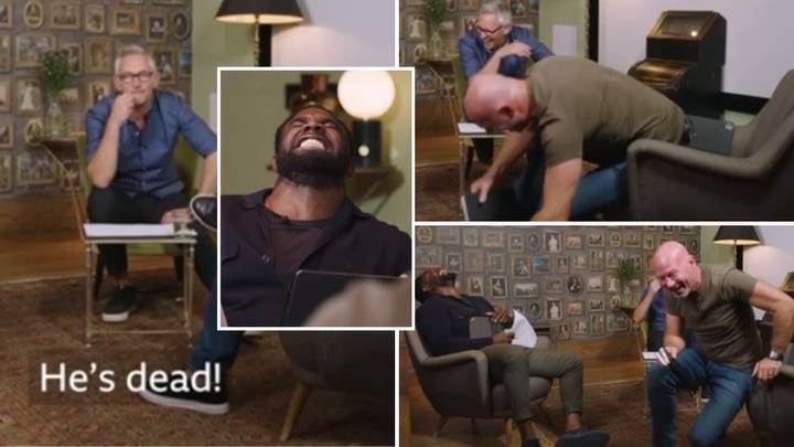 Alan Shearer hilariously falls off his chair after Gary Lineker forgets World Cup legend Carlos Alberto has been dead for six years