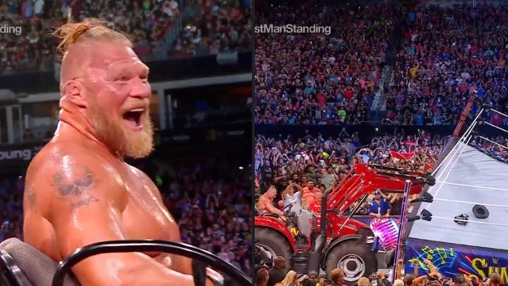 Brock Lesnar Uses A Tractor To Make One Of The Greatest Entrances In WWE History