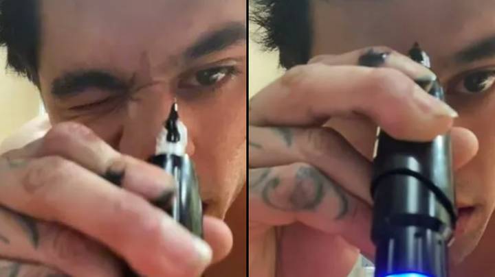 Man Gives Himself Face Tattoo While Drunk And Says He Doesn't Regret It