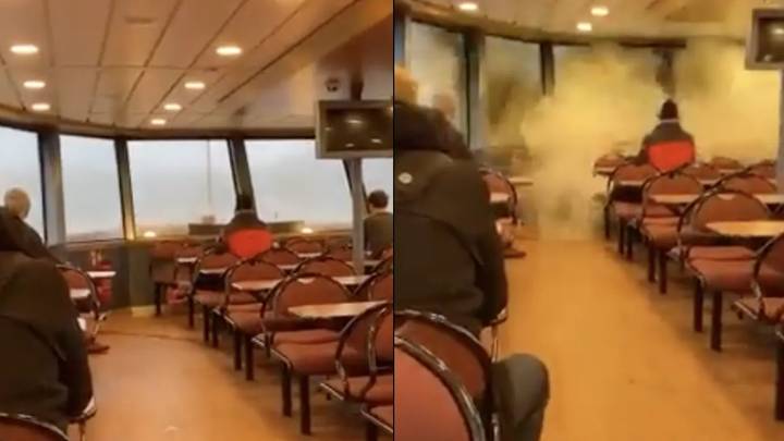 Terrifying Moment Huge Wave Smashes Through Ferry Window In Storm