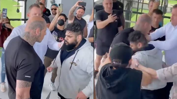 Brawl Breaks Out In Stare Down Between World's Scariest Man And Iranian Hulk