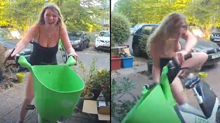 Drunk woman's disastrous return home from night out is caught on doorbell camera