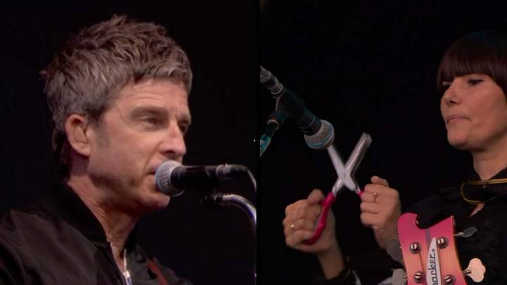 Noel Gallagher Fans Baffled As Woman Plays Scissors On Stage With Him At Glastonbury
