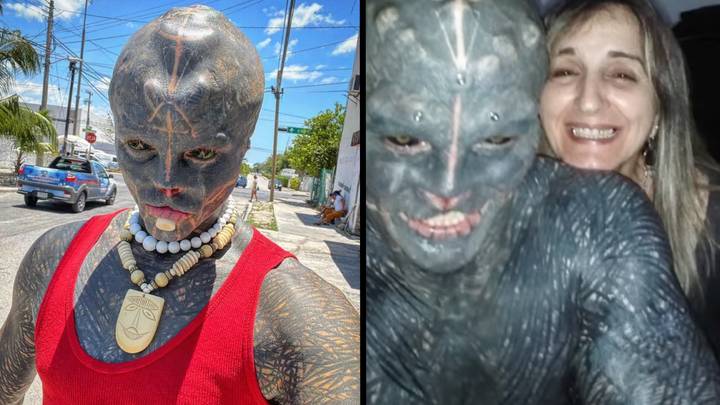 Man who tattooed his entire body and had his ears removed says his mother accepts who he is