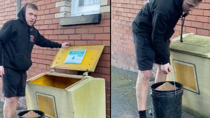 Man accused of 'stealing' as he uses grit salt from council bin