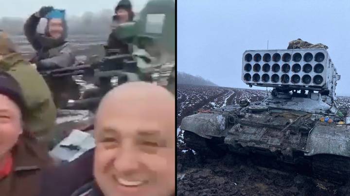 Ukrainians Celebrate As They Take Mad Joyride On 'Captured' Russian Tank