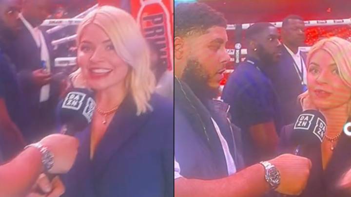 Holly Willoughby makes random call out in seriously bizarre interview at KSI fight