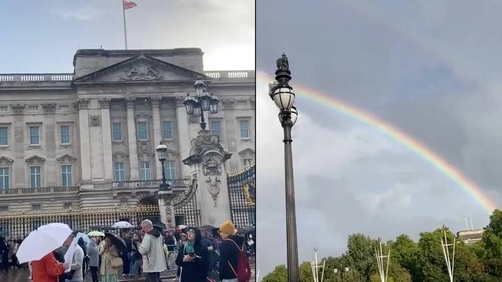 Rainbow appears outside of Buckingham Palace as world awaits news on The Queen