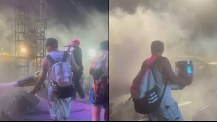 Rapper replaces fog machine by blasting weed smoke into crowd