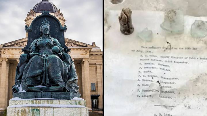 Hundred-year-old angry message in bottle discovered under toppled Queen Victoria statue