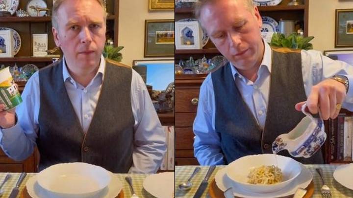 Royal butler demonstrates the 'correct way' to eat a Pot Noodle