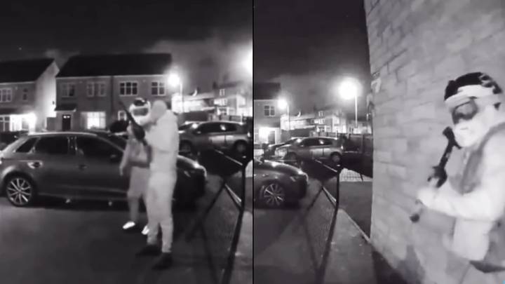 Terrifying moment masked gunman blasts house with shotgun captured on Ring doorbell footage
