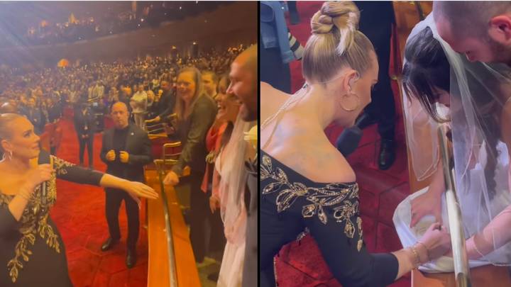 Adele signs wedding dress for bride after they cut their big day short to attend her concert