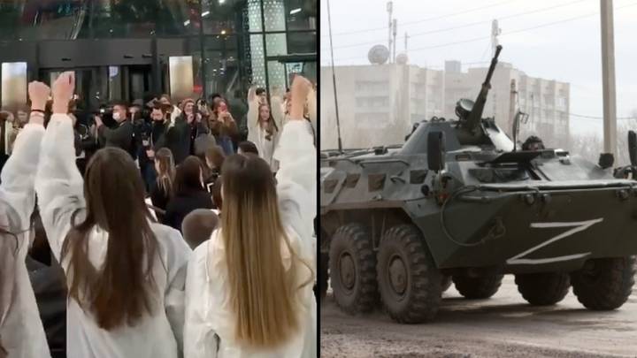 Russian Students Dressed In White Gowns Emblazoned With 'Z' Symbol Host Eerie Pro-War Rally