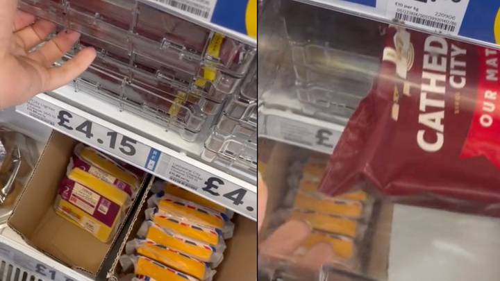 Cheese Is Being Kept In Security Cases In Tesco
