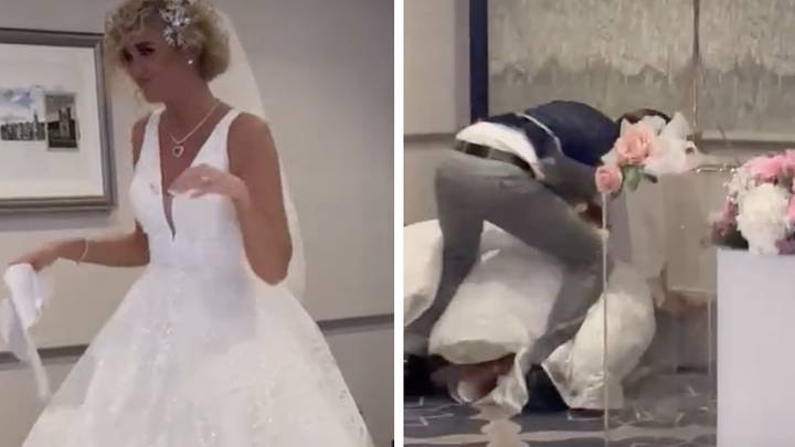 Bride defends husband smashing wedding cake into her face after people call it 'major red flag'