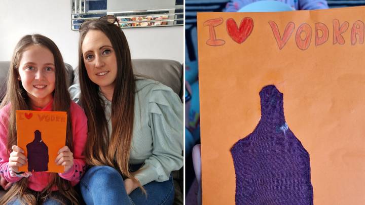 Mum horrified as daughter makes 'you love vodka' card at school
