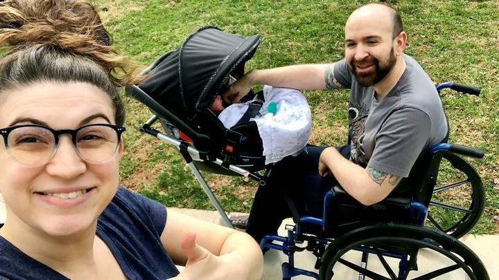 Disabled Dad Given Speciality Mobility Pram So He Can Take His Newborn For A Walk