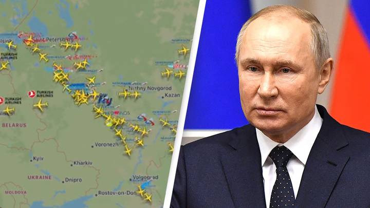 Mesmerising Flightradar timelapse shows all the flights leaving Russia