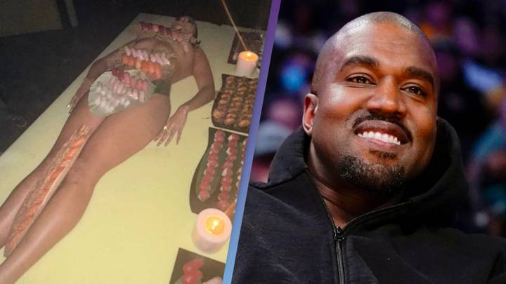 Kanye West serves sushi on three nak*d women?s bodies at his 46th birthday party (Video/Photos)