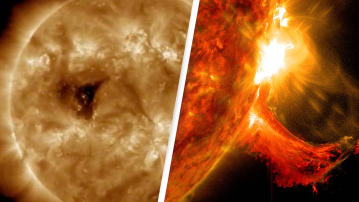 Enormous 'hole' appears on Sun that could send 1,800,000 mph solar winds towards Earth