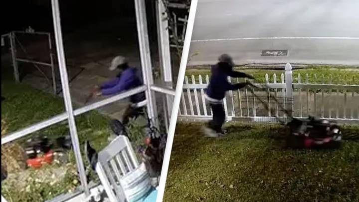 Surveillance Video Shows Man Allegedly Robbing Home Then Mowing The Victim’s Lawn