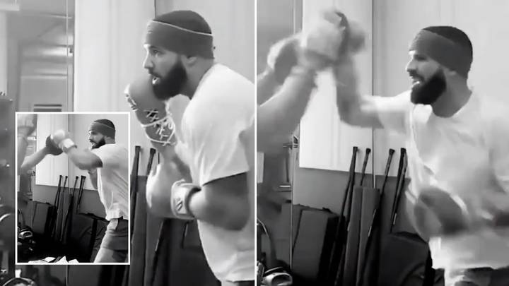 Drakes mimics Floyd Mayweather as he shows off boxing skills