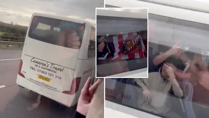 Newcastle United fans on the way to Wembley exchange insults with coach carrying Sunderland supporters