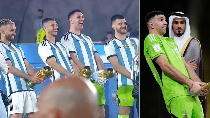 Emiliano Martinez recreated his infamous celebration in Argentina's first game since the World Cup