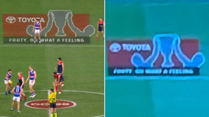 Fans point out that Toyota logo on AFL fields looks like female genitalia