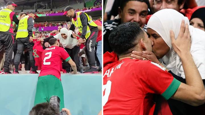Achraf Hakimi celebrated with his mother after his game-deciding penalty, the scenes are incredibly wholesome